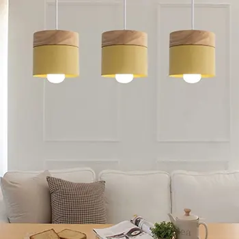 Nordic simplitate LED E27 lumina Pandantiv Modern macaron Agățat Lumini de îmbunătățire Acasă de Fier și lemn decor lampă de Pandantiv