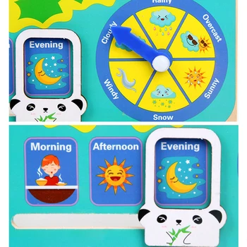 Lemn Vreme Sezon Calendar Ceas Cognitive Jucărie Pentru Copii Jucărie De Învățare Preșcolar Didactice Copii Cunoaștere