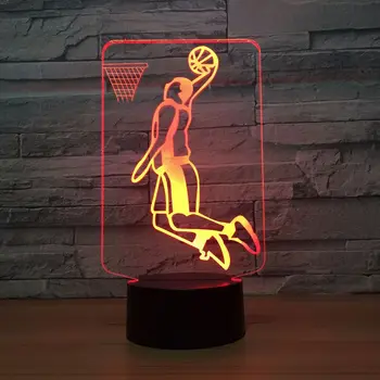 Baschet Raptors 3D LED Lumina de Noapte pentru Club Biroul de Acasă Decor Camera Lumina Cadou pentru Copil Copil Colorate Lampa de Birou Dropshipping