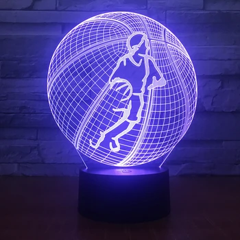 Baschet Raptors 3D LED Lumina de Noapte pentru Club Biroul de Acasă Decor Camera Lumina Cadou pentru Copil Copil Colorate Lampa de Birou Dropshipping
