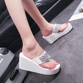 Vara Pantofi pentru Femei Stras Femei Flip Flops Prins Platforma Pantofi de Designer, Femeie Papuci de Plaja Zapatos Mujer m769