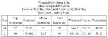 Belly Dance Costum V-Neck Top Cu Maneci Lungi Split Fusta De Performanță Practică Set Haine De Sex Feminin Temperament Concurs De Îmbrăcăminte