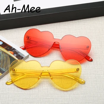 Dragoste Inima ochelari de Soare Femei fără ramă Vintage de Designer de Brand Obiectiv Clar Forma de Inima Colorate Ochelari de Soare Pentru Femei uv400