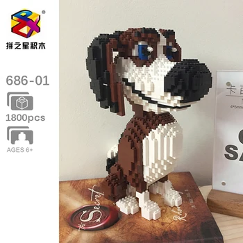 BS Animal de Companie Maro Beagle Hound Dog Blocuri Model 3D DIY Mini Blocuri de Diamant Cărămizi de Asamblare Jucărie pentru Băiat Cadouri 1800pcs