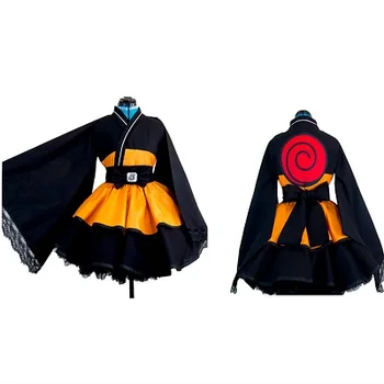 Naruto Anime Cosplay Costum Uzumaki Naruto Lolita Rochii Kimono Pentru Femei Rochie De Cosplay Petrecere De Halloween Uniforme