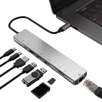 De Brand Nou 8 în 1 de Tip C HUB pentru HDMI, USB3.0 RJ45 10/100M LAN Gigabit PD TF Card de Memorie Convertor Adaptor pentru WIN/ MAC OS/Linux