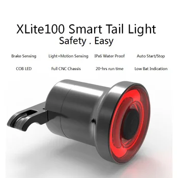 Enfitnix Inteligent Coada de Lumină XLite100 Biciclete de Frână de Detectare Lanterna Bicicleta Auto Start/Stop Spate Lumina de Încărcare USB IPX6 Lumină LED-uri