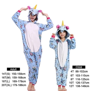 Flanel copii pijama set de iarna animal adult unicorn pijamale pentru femei, bărbați cald pijamale Kigurumi onesie fox băieți fete pijamale