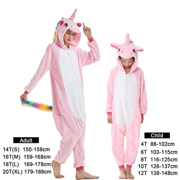 Flanel copii pijama set de iarna animal adult unicorn pijamale pentru femei, bărbați cald pijamale Kigurumi onesie fox băieți fete pijamale