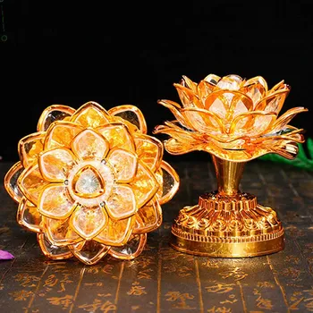 Floare De Lotus Lampa!!! Rugăciune budistă Lămpi 52 Cântece Budiste Buddha Muzica Mașină CONDUSĂ de Schimbare a Culorii Templul lui Buddha Lumina