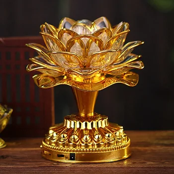 Floare De Lotus Lampa!!! Rugăciune budistă Lămpi 52 Cântece Budiste Buddha Muzica Mașină CONDUSĂ de Schimbare a Culorii Templul lui Buddha Lumina