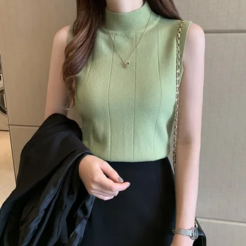 Coreea De Vara Femei Topuri Noi 2020 Haine Casual Solidă Fără Mâneci Femei Bluza Tricot Elastic Doamnelor Moda Topuri Blusas 8623 50