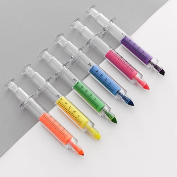 6 buc Seringă stilou de Evidențiere Oblic Fluorescente marker-Papetărie, articole de Birou, rechizite Școlare caneta escolar FB251