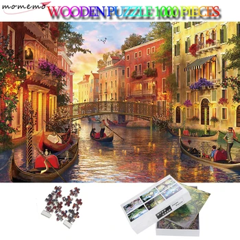 MOMEMO Veneția Peisaj 2D Puzzle de 1000 de Piese Puzzle din Lemn Adulți Peisaj Puzzle Dezvoltarea Intelectuală Jucării 50*75 cm