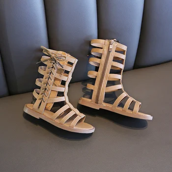 Sandale pentru Fete pentru Copii de Înaltă Top Printesa Sandale Roma Stil Nou Ddesign Cut-out Vara Copii Pantofi SMG089