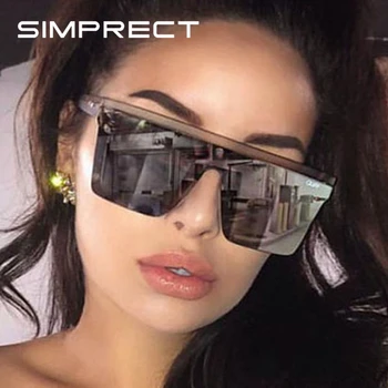 SIMPRECT 2021 Pătrat ochelari de Soare Femei Retro Supradimensionat Negru Oglinda Ochelari de Soare Pentru Barbati Vintage de Designer de Brand UV400 ochelari de soare