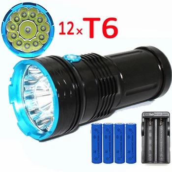 12000LM 12x T6 Lanterna LED XML-T6 Aluminiu Lanterna Super-Luminozitate Lumină în aer liber pentru Vanatoare Camping 4x18650 Baterie +Incarcator
