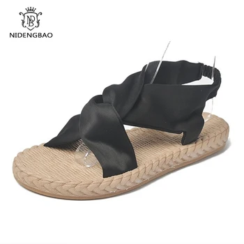 2020 Vara Pantofi Plat pentru Femei Dulce Elegant Alunecare pe Sandale Elastice Gladiator Pantofi Crucea Bretele Moi Sandale pentru Femeie
