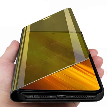 Smart Mirror Caz Flip Pentru Xiaomi Poco X3 NFC Caz Xiomi Mi Pocox3 6.67