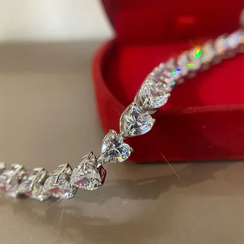 OEVAS Spumante de Înaltă Carbon Inimă de Diamant Brățară Pure de Argint 925 Petrecerea de Nunta a Creat Moissanite Bine de Bijuterii Cadouri