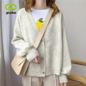 GOPLUS 2021 Toamna Iarna Femei Pulover Cardigan V-Neck Knit Cardigan Fete Uza coreean Topuri Chic Suete Mujer Poncho