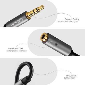 QGeeM Casti Cablu prelungitor Jack 3.5 mm Cablu Audio de sex Masculin 2 Feminin Aux cablu Splitter pentru Căști pentru iPhone Samsung S9 PC P20