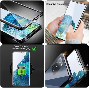 Magnetic Caz pentru Samsung Galaxy S20 FE S9 S8 Plus M31 Note20 8 9 10 A71 360 Acoperire Completă față-Verso HD Sticlă Călită Telefon Cov