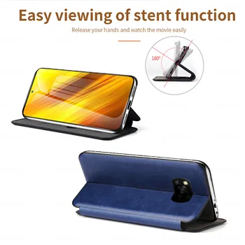Magnetic Piele Stand Suport Telefon Flip case pentru Xiaomi Poco X3 NFC pe Xiomi Poco X3 Pocox3 X3nfc 6.67 Moale Card Wallet Cover