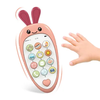 Copilul Teether Telefon Muzical De Jucarie Desene Animate Morcov Engleză Telefonul Mobil Jucării Pentru Copiii Montessori Educație În Condiții De Siguranță Material De Jucării