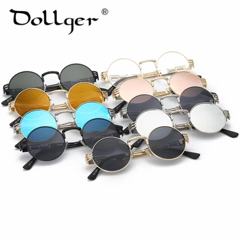 Dollger Epocă Steampunk Bărbați Metal Rotund ochelari de Soare pentru Femei Brand Designer Mirros Len STEAM PUNK ochelari de soare Lunette De Soleil S0668