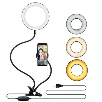 Universal Selfie Lumină Inel Flexibil cu Suport de Telefon Mobil Leneș Suport Lampa de Birou LED-uri de Lumină pentru Live Stream Birou Bucatarie