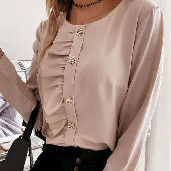 Femei Elegante Bluze De Moda 2020 Maneci Lungi Rotunde Gât Tricou Toamna Top De Înaltă Calitate Haut Femme Lady Haine