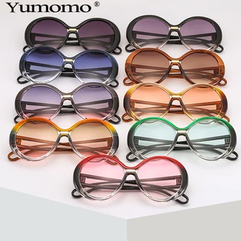Moda Supradimensionat ochelari de Soare Rotund Femei Vintage Ovale Colorate Lentile de Ochelari Populare Bărbați Ochelari de Soare Nuante UV400
