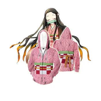 Anime Hanorac Hanorac Demon Slayer Kimetsu nu Yaiba Cosplay Costum Unisex Jacheta de Imprimare 3D