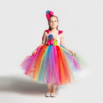 Fete Bomboane Curcubeu Rochie Copii Lollipop Modelare Rochie Fetita De Performanță Costume De Vara Pentru Copii Ziua De Nastere Haine De Petrecere