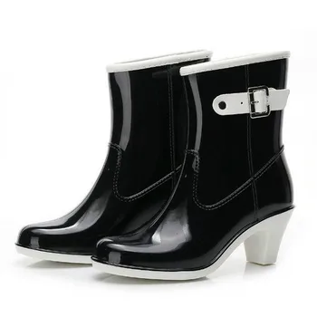 Femei Cizme de Ploaie Doamnelor Cizme de Iarna Stil Punk Mijlocul Cizme de Zapada pentru Femei Non-Alunecare de Ploaie Cizme cu Toc Înalt Pantofi de Apă Botas Mujer