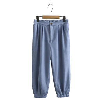 Glezna-lungime Pantaloni Femei Pantaloni Largi Plus Dimensiune Casual Cutat Harem Pantaloni Albastru Inchis Gri Kaki KKFY4808