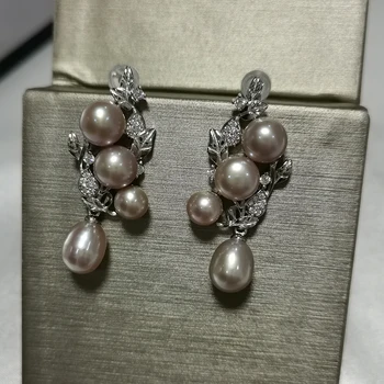 YIKALAISI Argint 925 Bijuterii Cercei cu Perle 2020 Bine Naturale Aplatizată bijuterii Perla 6-8mm Cercei Pentru Femei en-gros