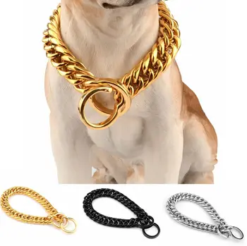 18mm Formare de Câine de Companie Cravată Colier Guler pentru Mediu pentru Câini de talie Mare Pitbull Pugs Puternic din Oțel Inoxidabil Lanț de Câine 10A