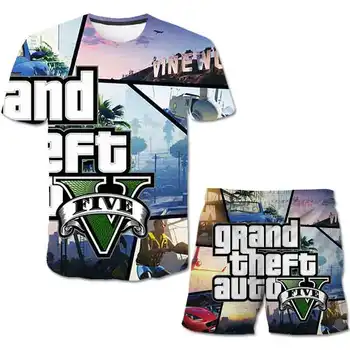 3D Grand Theft Auto Joc GTA 5 t-shirt, Blaturi de Îmbrăcăminte pentru băieți Uza Costume Copii, Haine Fete Tricou Copii costum pantaloni Scurți topuri