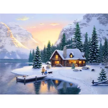 5D DIY Diamant Pictura de Zăpadă Frumos Peisaj de Iarna Diamant Broderie Plină Pătrat Rotund Burghiu Stras Arta Mozaic Imagine