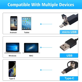 Cele mai noi 1080P USB Șarpe Dublu Obiectiv de Inspecție Camera 2.0 MP IP67 de Tip C USB Endoscop cu 8 LED-uri pentru Samsung Huawei, Xiaomi PC