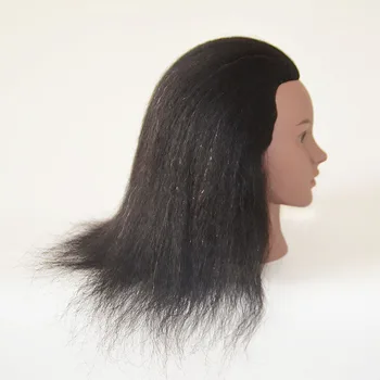 Afro Cap de Păpușă Pentru Negru Umane Frizerie Coafura Practica Poate Vopsi cu Vopsea Curl Panglica 14inch Negru Reale Păr maniquin cap