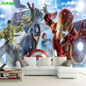 Personalizate 3D Captain America Avengers Băieți Dormitor imagini de Fundal Fotografie benzi Desenate Marvel Camera pentru Copii de Design Interior, Decorare Camera