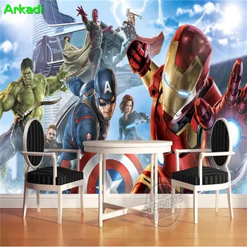 Personalizate 3D Captain America Avengers Băieți Dormitor imagini de Fundal Fotografie benzi Desenate Marvel Camera pentru Copii de Design Interior, Decorare Camera