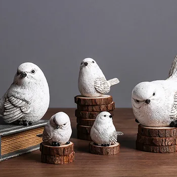 Nordic Rășină De Simulare Sparrow Statuie Creative Figuri De Animale Acasă Decor Drăguț Pasăre Figurine Miniaturale Desktop Podoabe