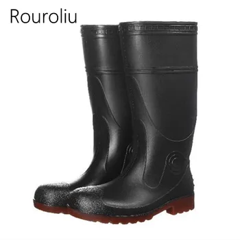 Rouroliu Bărbați Wateproof Siguranță Pantofi de Lucru din Oțel Tep Toamna Iarna Non-Alunecare, Negru Cizme de Ploaie Om PVC Încălțăminte TS198