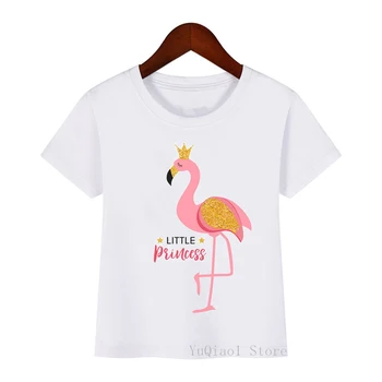 Auriu gliter flamingo mica printesa animal print fata t-shirt copii harajuku kawaii fructe tricou haine băiat amuzant tricouri