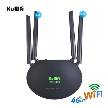 KuWfi 4G LTE Router Wireless 300Mbps CPE 3G/4G LTE Wifi Router cu Sim Card Slot Wan/Lan Port 4 Antene Externe