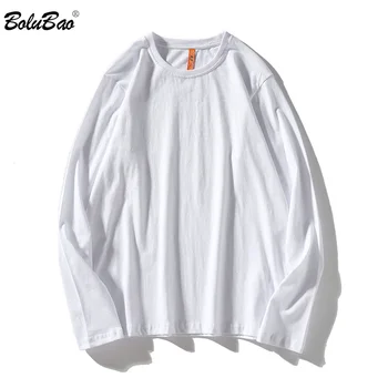 BOLUBAO Barbati din Bumbac T-Shirt-uri de Moda pentru Bărbați de Culoare Solidă Maneca Lunga Tricouri de sex Masculin de Simplu Sălbatice Casual, O-NeckT Tricou Topuri
